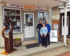 Molly, Dorothy, and Roberta outside the new Medford Arts